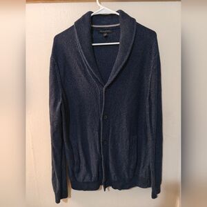 Men's Navy Blue Shawl Collar Cardigan